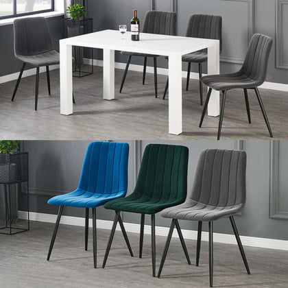 White High Gloss Dining Table with 4 6 Chairs Set Kitchen Furniture MDF Grey