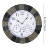 Home Garden Wall Clock with Thermomter Indoor Outdoor Arabic 34cm Slatted Effect
