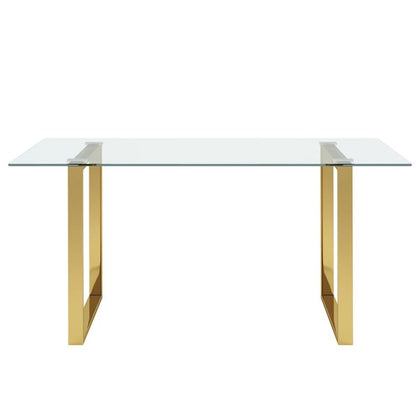 Rectangle Dining Table with TemperedGlass Top Kitchen Furniture Breakfast Dinner