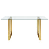 Rectangle Dining Table with TemperedGlass Top Kitchen Furniture Breakfast Dinner