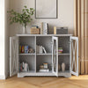 Modern Wood Cupboard Buffet Table Display Sideboard Storage Cabinet 3 Glass Door