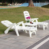 White Plastic Sunlounger Folding Garden Recliner Reclining Deck Chair Waterproof
