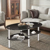 3-Tire Modern Oval Tea Table Smooth Glass Coffee Table Sofa End Side Table