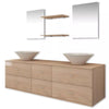 Nine Piece Bathroom Furniture Set with Basin with Tap Beige A1I3