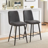 Set of 2 Counter Barstools Breakfast Bar Stools Faux Leather Upholstered Seat