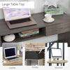 Modern Computer Work Desk Table Study w, Shelf Drawer Writing Station Grey