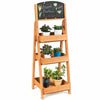 3-Tier Flower Pot Stand Wooden Outdoor Garden Ladder Plant Rack W/ Blackboard