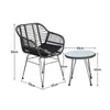 Three-Piece Rattan Garden Furniture 2 Seat Bistro Table Chair Outdoor Patio Set