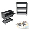 Black Steel Tool Trolley Cabinet with Wheels Workshop Storage Chest Carrier Cart