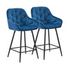 2X Bar Stools Kitchen Velvet Padded Bar Chair w/Metal Legs Dinning Room