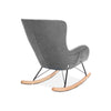 Grey Fabric Upholstered Rocking Chair with Solid Wood Curved Legs Padded Seat UK