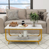 Modern Faux Marble Coffee Table 2-Tier Rectangular Accent Table Chic Cocktail