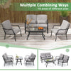 4Pcs Garden Patio Conversation Furniture Set Metal Outdoor Sofa Set w/Cushions