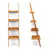 Bamboo Ladder Bookshelf 4 Shelves Wall Bookcase Wooden Storage Shelf