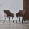 2pcs Dining Chairs Set Faux Leather Padded Metal Legs Reception Chair Armchair