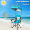 Outdoor Canopy Chair Sunshade Folding Camping Chair W/ Cup Holder & Carrying Bag