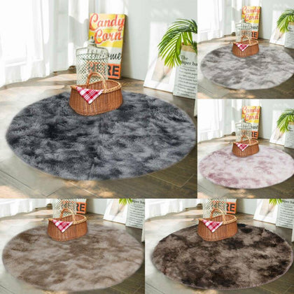 Circle Round Shaggy Rug Living room Bedroom Carpet Floor Fluffy Mat Anti-Skid