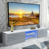 63" Modern Grey TV Unit Cabinet Stand Matt Body High Gloss Blue LED Large Doors