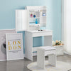 Small White Dressing Table Sliding Mirror Dresser Bedroom Makeup Desk with Stool
