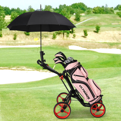 4 Wheel Golf Trolley Lightweight Folding Golfs Push Pull Cart with Umbrella
