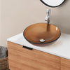 Basin Bowl Vessel Sink for Bathroom Clear Glass Tawny with Faucet Pop-Up Drain