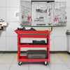 3Tier Tool Trolley Cart Storage Shelf Roller Cabinet Garage Workshop with Drawer
