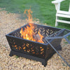 Square Fire Pit Outdoor Garden Log Burner Fire Bowl Steel Camping BBQ Brazier