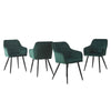 Set of 2 Green Velvet Dining Chairs with Arm rest Kitchen Dining Room Chairs