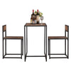 3Pcs Dining Furniture Set Elm Wood Simple Breakfast Table & Chair Living Room