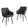 Set of 2 Dining Chairs Velvet Faux Leather Seat Modern Kitchen Chairs