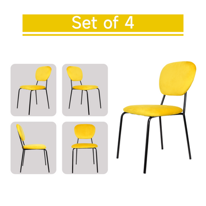 Velvet Dining Chairs 4pcs Stackable Fabric Padded Metal Leg Home Office Chair