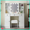 Dressing Table With 10 Led Mirror 3 Large Drawers Vanity Makeup Desk Stool Set