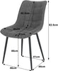 2x Dining Chairs Linen Padded Seat Metal Legs Kitchen Chairs Home Office