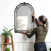 Retro Wall Mount Mirror Metal Frame Hallway Makeup Mirror Bedroom Dressing Decor