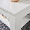 White Wooden Coffee Table With Lift Up Top Storage Area and Magazine Shelf