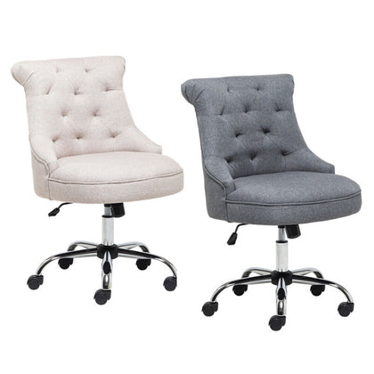 Fabric Upholstered Office Swivel Chair Button Back Computer Desk Executive Chair