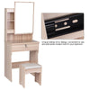 Dressing Vanity Table and Stool Set Makeup Desk w/ Sliding Mirror & Large Drawer