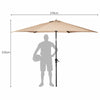 2.7 M Outdoor Patio Umbrella Garden Parasol Sun Shade Adjustable W/ Crank Handle
