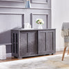 Modern Grey 2 Sliding Doors 2-Tier Shelves Sideboard Storage Cabinet Kitchen