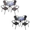 3/5 Piece Round Coffee Table & Rattan Chairs Metal Bistro Balcony Garden Outdoor