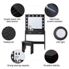 Black LED Dressing Table Set Makeup Desk Dresser Large Mirror Stool 2 Drawers