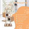 Multi-Layer Wooden Cat Tree 163cm Tall Cat Tower Modern Kitten Activity Center