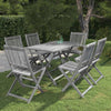 7 Piece Garden Dining Set Solid Acacia Wood Grey D5O3