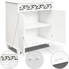 White Wooden Cabinet 2 Cupboard Doors Storage Shelves Carvings Bedroom Hall Unit