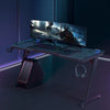 55 Inch Extra Large Gaming Desk PC Computer Desk RGB LED Lights Z-shaped Table