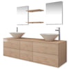 Nine Piece Bathroom Furniture Set with Basin with Tap Beige A1I3
