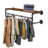 Industrial Pipe Shelf Wall Mounted Clothes Rack Hanging Rod & Wooden Top Shelf