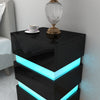 High Gloss 3 Drawers RGB LED Light Bedside Table Nightstand Cabinet Nightstand