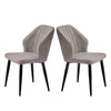 Set of 2 Grey Dining Chair Faux Leather Padded Seat Metal Legs Chair Dining Room