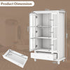 Modern Bookcase Cabinet Wooden Display Cabinet w/2 Glass Doors Storage Organizer